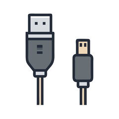 Poster - USB Cable Connector Icon Representing Data Transfer and Charging Interface