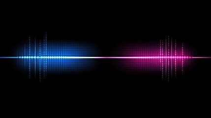 Poster - Dual-color audio waveform graphic design.