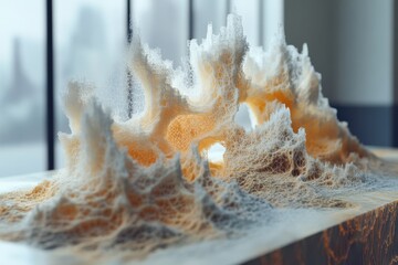 Poster - Modern art installation resembling wave patterns in a contemporary gallery setting