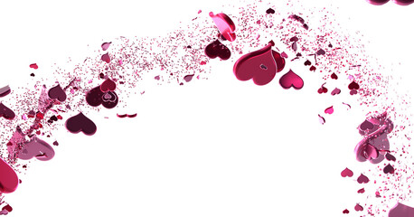Aufkleber -  Red heart love confettis. Valentine's day falling