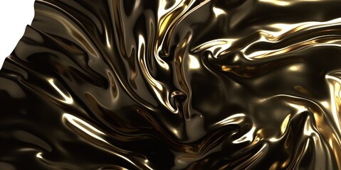 Leinwandbilder - Luxurious Finesse: Abstract 3D Gold Cloth Illustration for Sophisticated Artistry