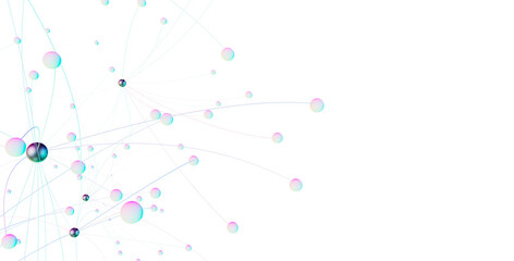Poster - Abstract polygonal space with connecting dots and lines. Dark background. Connection structure. 3d Widescreen