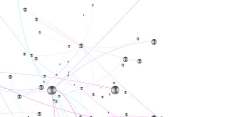 Fototapete - Abstract polygonal space with connecting dots and lines. Dark background. Connection structure. 3d Widescreen