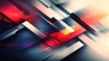 Poster - geometric abstraction featuring diagonal lines and vibrant colors creating a dynamic modern and visually striking composition with angular design