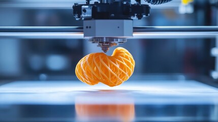 A three dimensional object is being fabricated by a printer