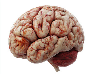 Poster - High-Quality Image of Human Brain Depicting Anatomical Details on Isolated White Background
