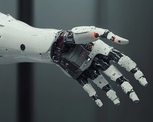 Poster - A close-up view of a robotic hand showcasing intricate mechanical designs and advanced technology, symbolizing the future of robotics and automation in various industries.