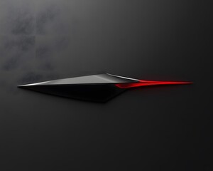 Poster - A sleek and modern design element featuring a sharp, angular shape in black with a striking red accent. Ideal for futuristic themes, digital art, or technology concepts.