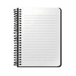 © alexandre - A realistic spiral-bound notepad opened to blank white lined pages on a transparent background showcasing a clean and modern note-taking surface