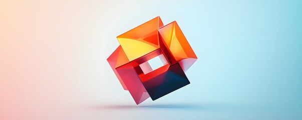 Poster - An abstract composition of colorful geometric shapes floating against a gradient background, highlighting modern design elements for digital and print applications.