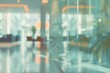 © Vorda Berge - A blurred glass wall of a modern business office building, set in a business center