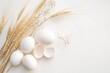 © Scenic Vault  - Fresh Eggs and Wheat Ears on a Light Background