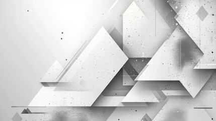 Poster - abstract geometric composition in grayscale a dynamic display of layered triangles and speckled textures creating depth and visual interest