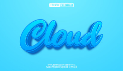 Leinwandbilder - Editable 3d text style effect - Cloud Blue text effect Template