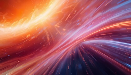 Poster - Dynamic light trails abstract digital space motion graphics colorful environment high-energy viewpoint visual concept for modern art