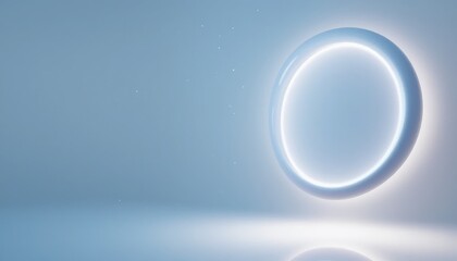 Poster - Floating neon ring abstract digital space high-definition visuals calm environment 360-degree viewpoint futuristic concept