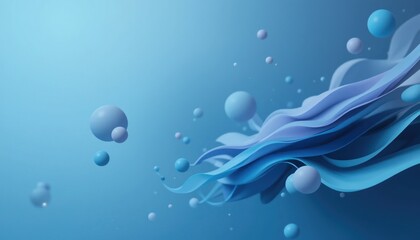 Aufkleber - Dynamic flowing blue waves and bubbles abstract digital art modern design digital space aerial view fluid motion concept