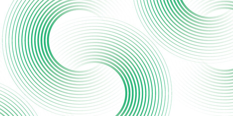 Poster - Green white abstract background overlap layer on bright space with circles effect decoration. Modern banner with lines style. Graphic design element stripes concept for flyer, card, or brochure cover