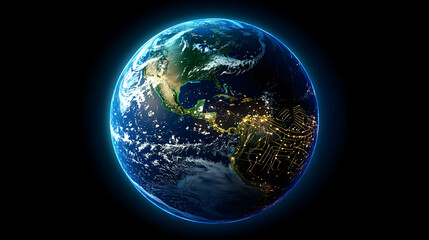 Poster - Digital Illustration Of Earth At Night With City Lights