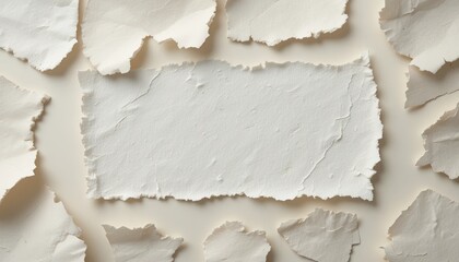 Poster - Creative paper art display studio workspace photography minimalist background top-down view artistic expression