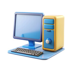 Wall Mural - Desktop computer 3d rendering isolated on transparent background. Cartoon plastic style icon