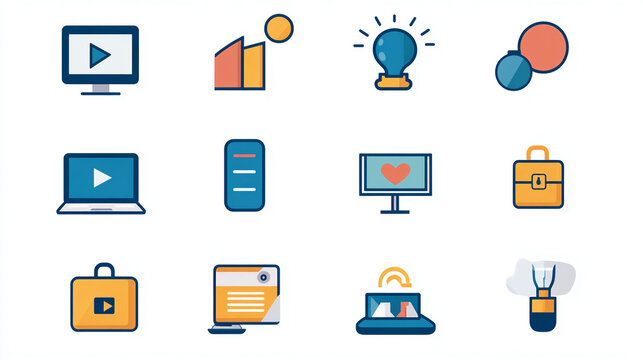Business technology icons vector set for website and mobile app design modern style creative collection