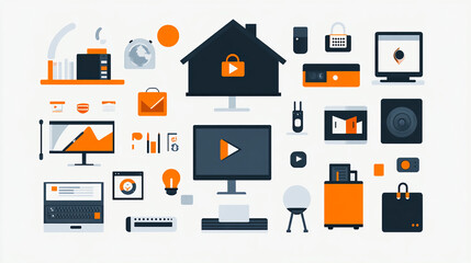 Poster - Flat design technology it solutions digital devices icons for business and personal use vector illustration