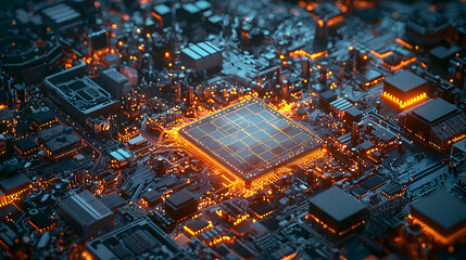 Poster - Abstract Glowing Processor On Circuit Board