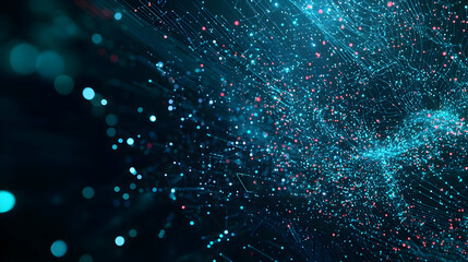 Poster - Abstract Digital Technology Background With Glowing Particles