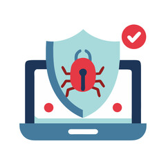 Poster - Cybersecurity Shield Protecting Laptop from Threats  
