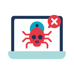 Poster - Malware Icon with Spider and Skull on Laptop Screen  