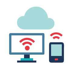 Poster - Remote Access Icon Depicting Cloud Connectivity and Devices  