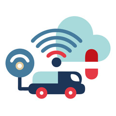 Poster - IoT Delivery Truck with Wireless Signals and Cloud Technology  