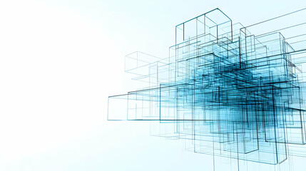 Poster - Abstract Architectural Design With Blue Lines On White Background