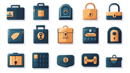 Poster - Collection of various security boxes and locks for safety and protection vector illustration design set