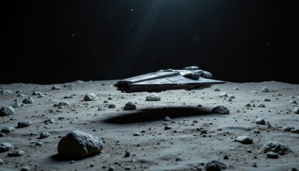 Wall Mural - futuristic spaceship on alien moon