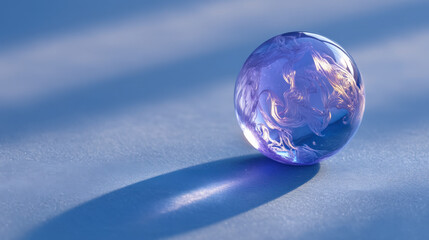 Wall Mural - a high-definition image of a frosted crystal orb with flowing lavender and silver energy inside, set