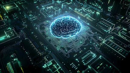 Poster - Abstract Glowing Circuit Board Design With Central Sphere