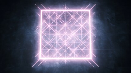 Poster - Glowing Grid Neon Square Abstract Art of excellence in splendor beyond compare with grace in style