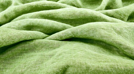 Poster - Soft Draped Green Linen Fabric Texture of excellence in splendor beyond compare with grace