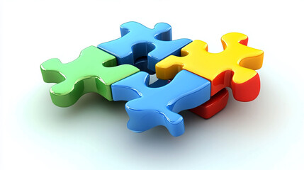 Poster - Colorful jigsaw puzzle pieces connected together for teamwork and problem solving concept art design