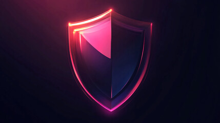 Poster - Glowing shield security cyber protection neon light abstract technology digital safety future concept design 100