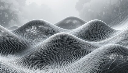 Poster - Exploring fluid dynamics through digital waves virtual environment 3d render abstract perspective conceptual art
