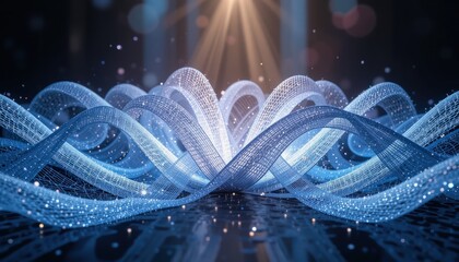 Poster - Dynamic digital waves of light and color abstract visualization futuristic technology studio setting close-up view conceptual art for creative inspiration