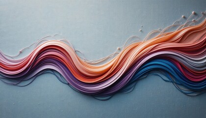 Poster - Colorful textile art flowing waves studio display digital art contemporary style top-down view abstract concept enhancing creativity