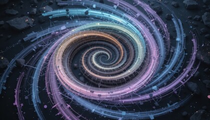 Poster - Galactic spiral motion cosmic space digital art abstract environment close-up viewpoint energy and motion concept