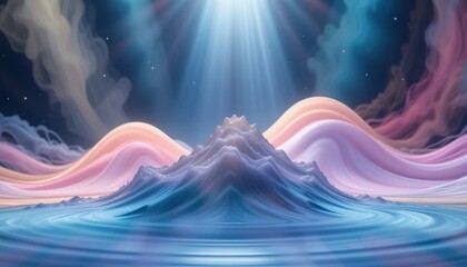 Poster - Majestic ocean wave formation ethereal landscape 3d digital art surreal environment wide-angle view atmospheric concept for visual impact