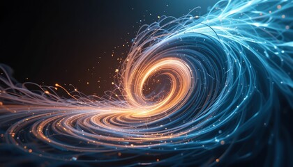 Poster - Dynamic energy flow in abstract spiral waveform digital art futuristic environment vibrant colors conceptual visualization