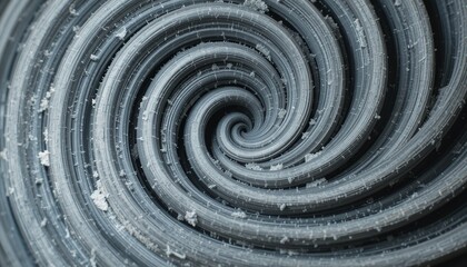 Poster - Spinning spiral of frosted crystals macro photography indoor environment abstract art close-up view nature's intricate patterns