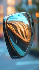 Poster - Abstract Glassy Shape With Reflection on Transparent Background, Glossy Modern Art